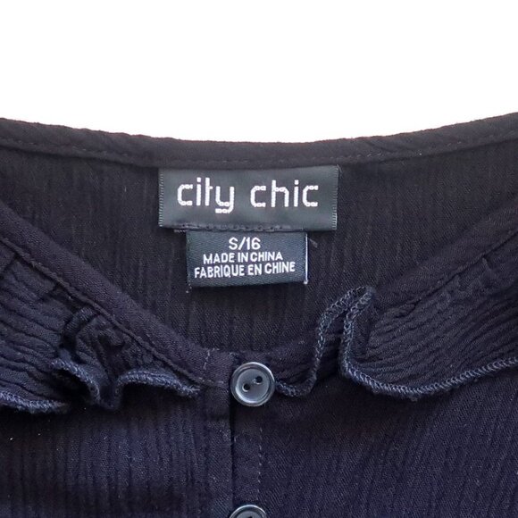 City Chic Black Viscose Ruffle Strap Button Front V-neck Maxi Dress Plus Size 16 - Picture 10 of 16